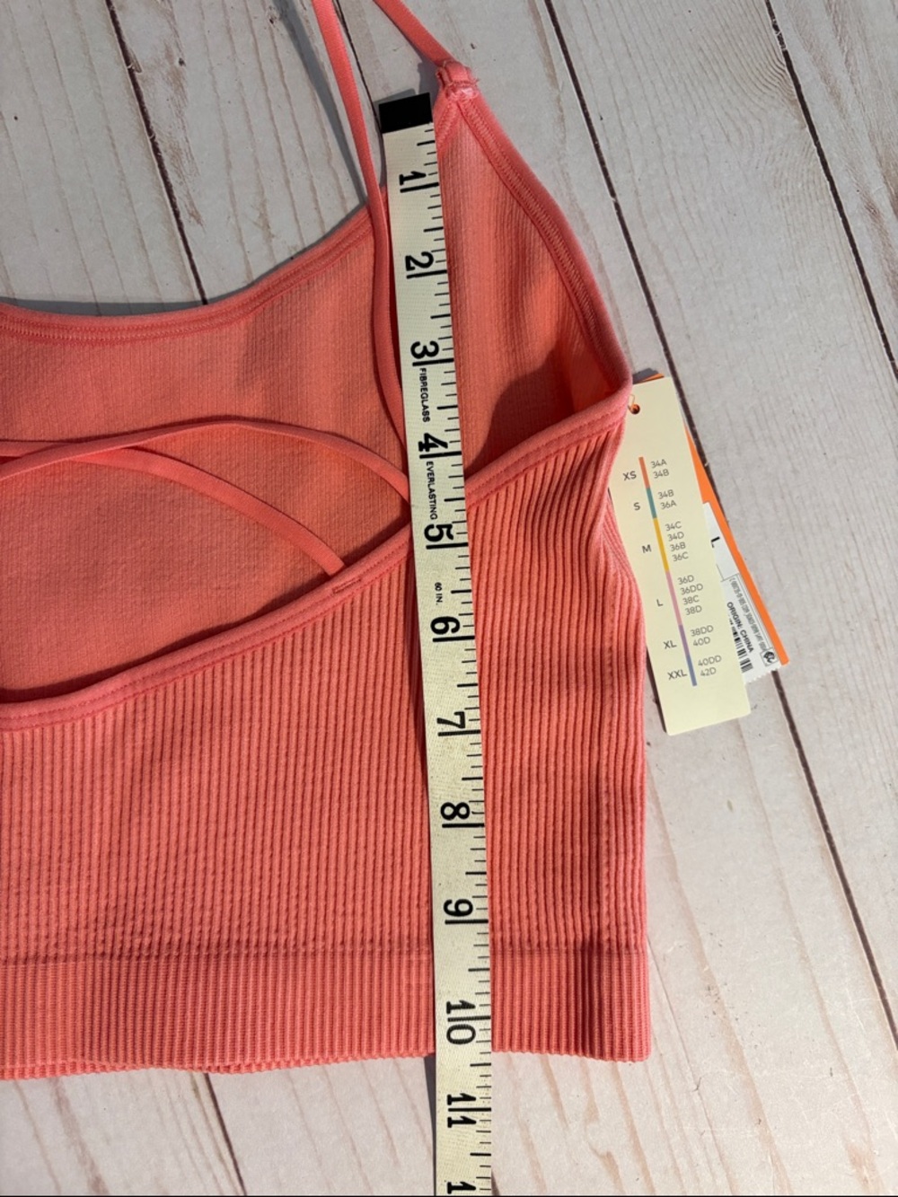 Colsie ribbed sports bra bralette unlined coral pink spaghetti straps large New - Picture 6 of 6